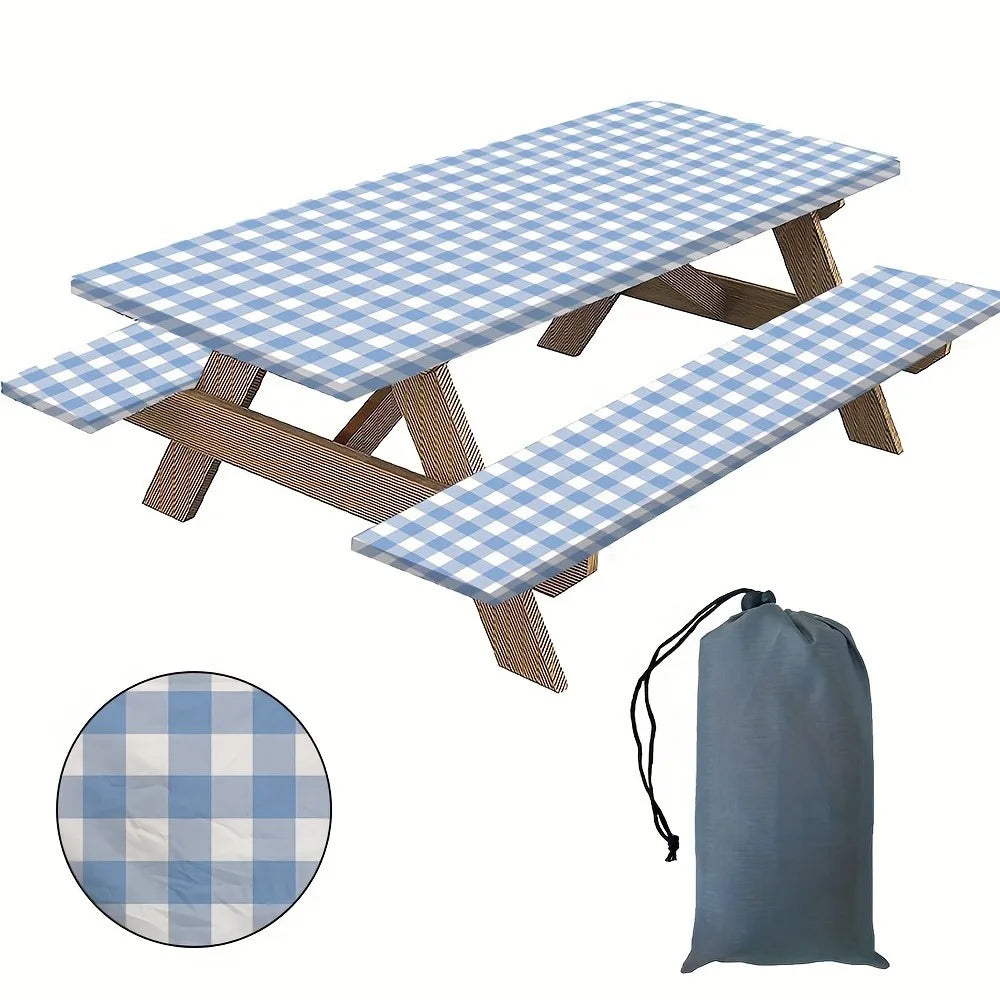 PicnicPerfect Tablecloth & Bench Cover Set 🌳🧺