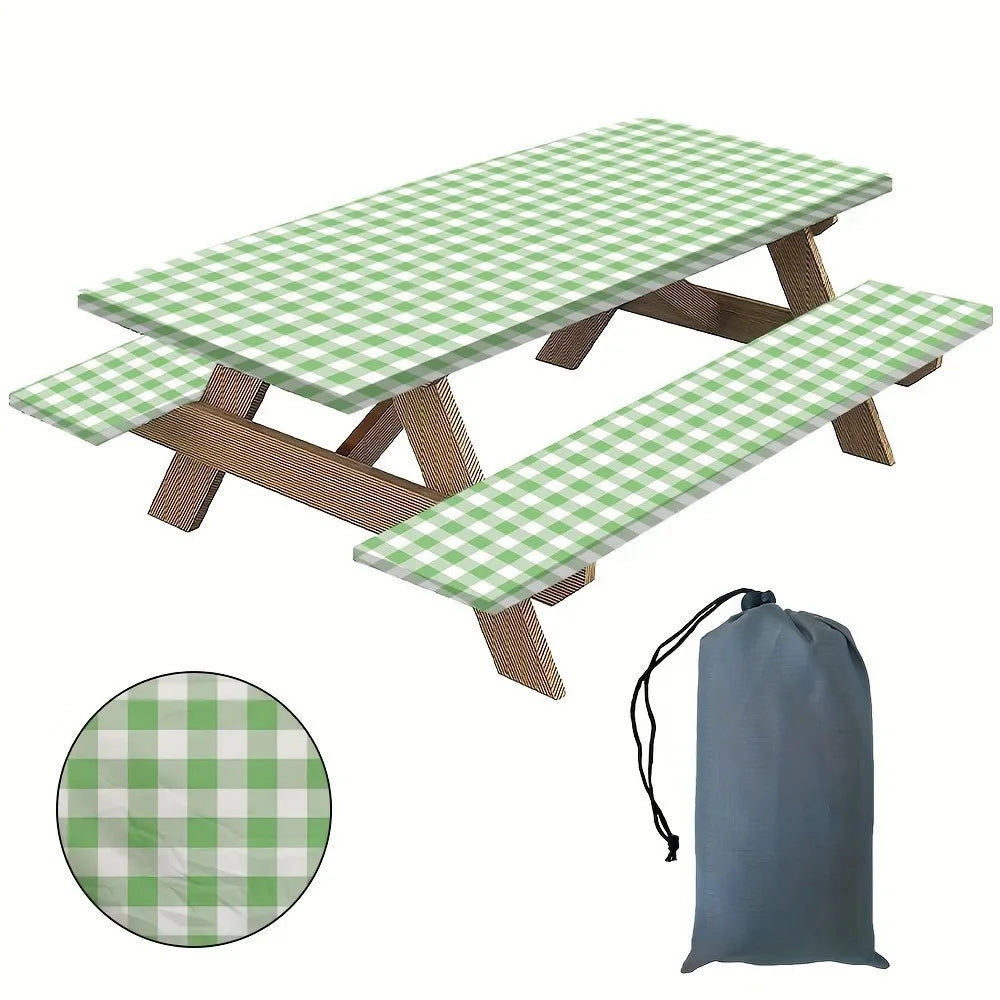 PicnicPerfect Tablecloth & Bench Cover Set 🌳🧺