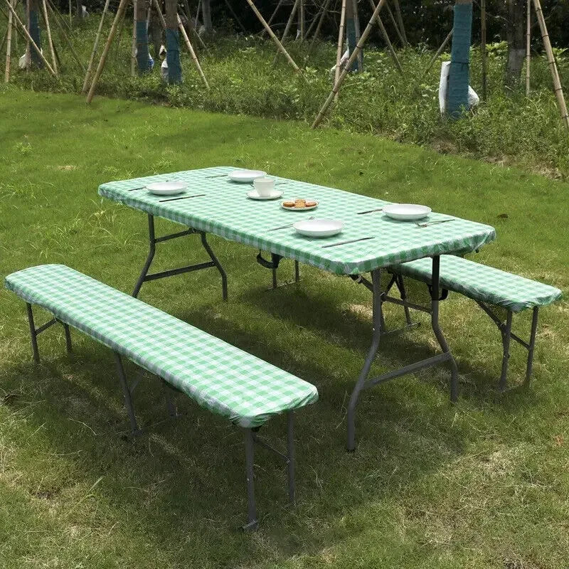 PicnicPerfect Tablecloth & Bench Cover Set 🌳🧺