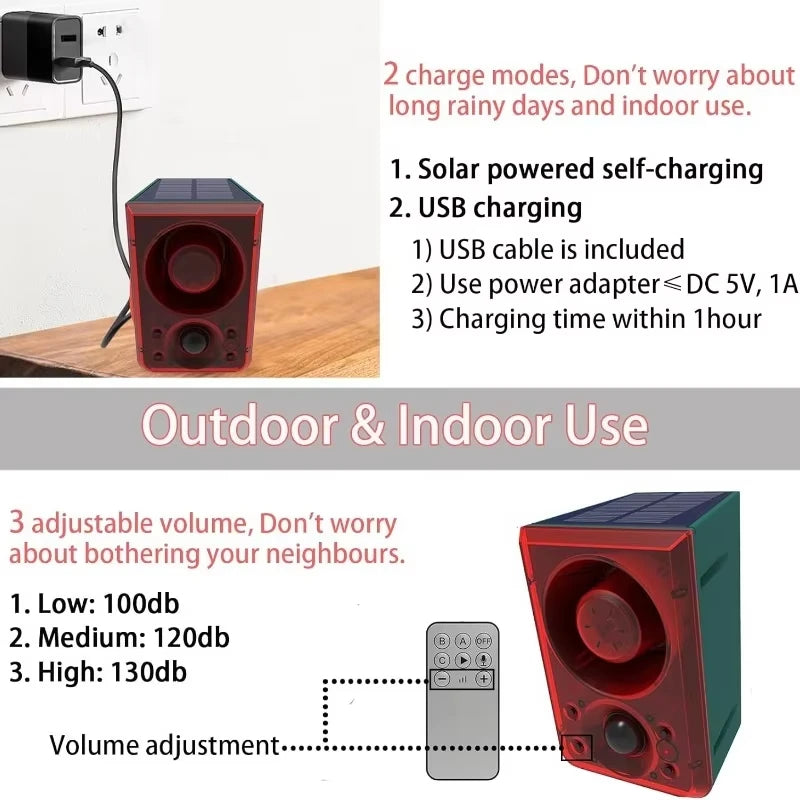 SolarGuard Pro™ 130dB Motion Alarm 🚨