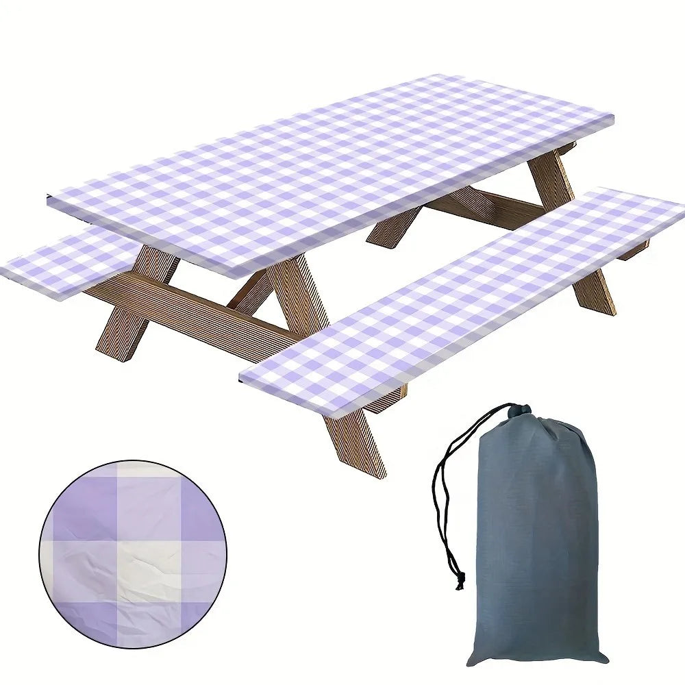 PicnicPerfect Tablecloth & Bench Cover Set 🌳🧺