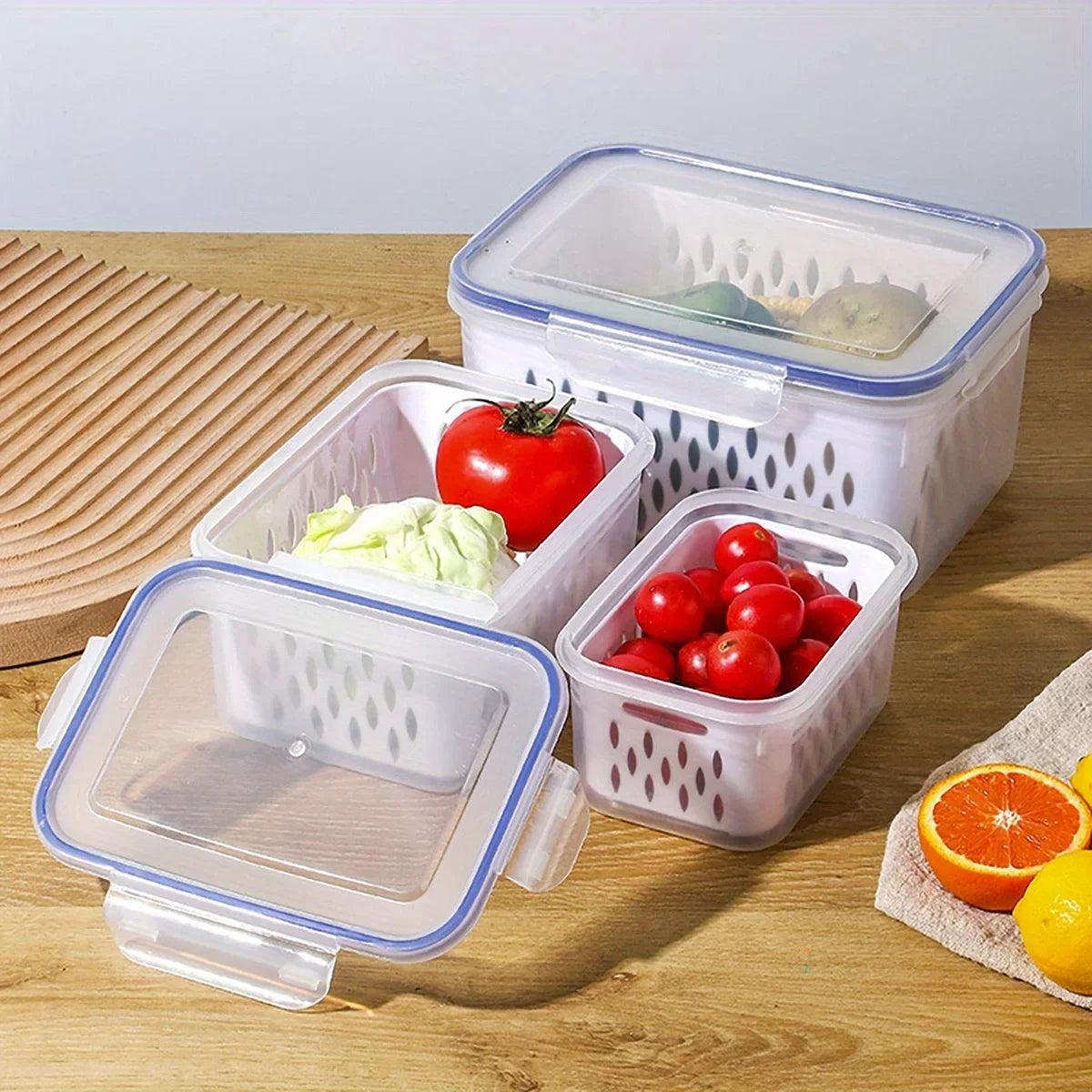 Produce Storage Box with Drain Basket 🥬 🍓