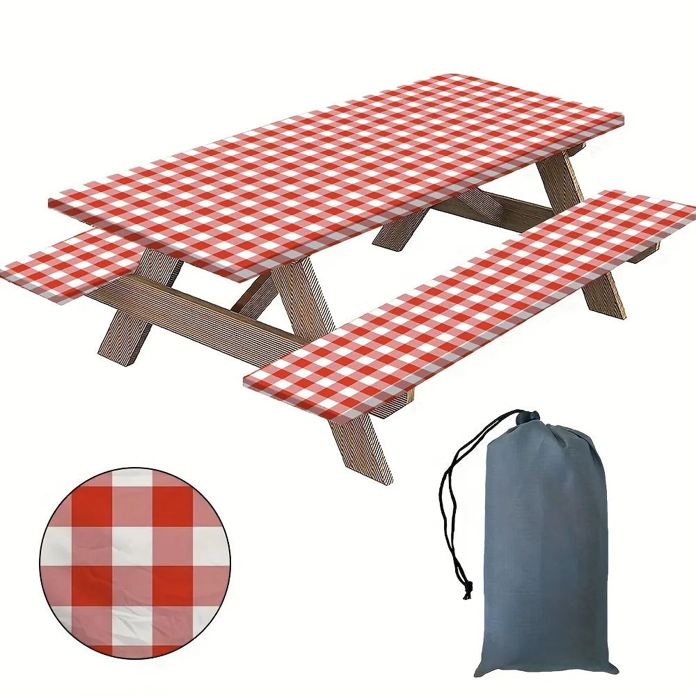 PicnicPerfect Tablecloth & Bench Cover Set 🌳🧺