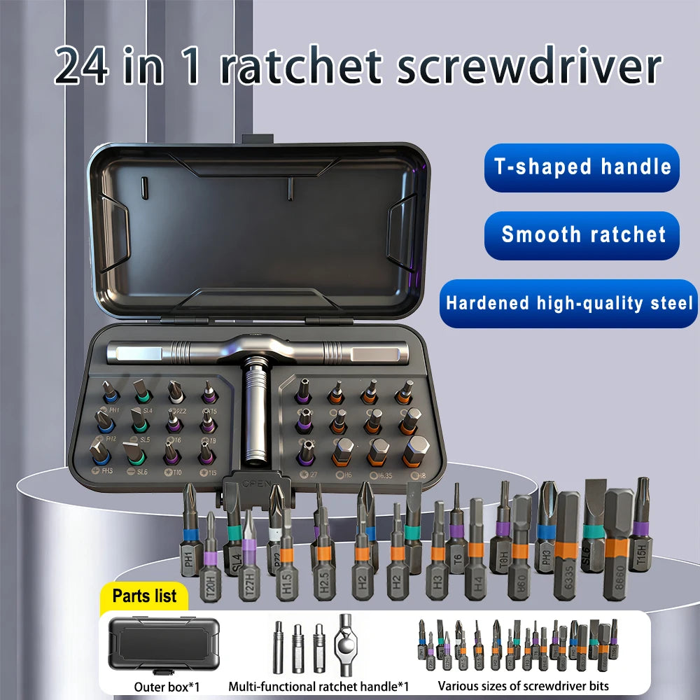 24-in-1 Magnetic Ratchet Screwdriver Set 🔧