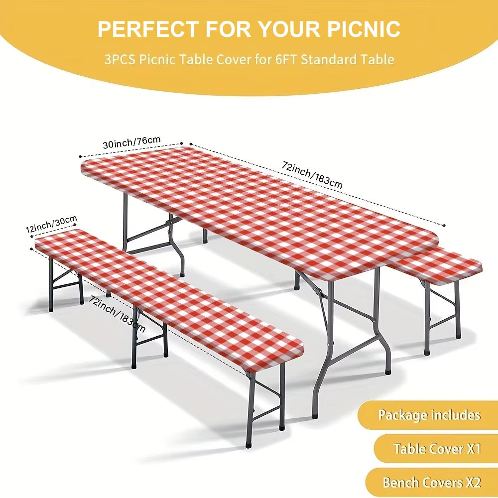 PicnicPerfect Tablecloth & Bench Cover Set 🌳🧺