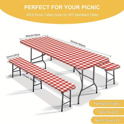 PicnicPerfect Tablecloth & Bench Cover Set 🌳🧺
